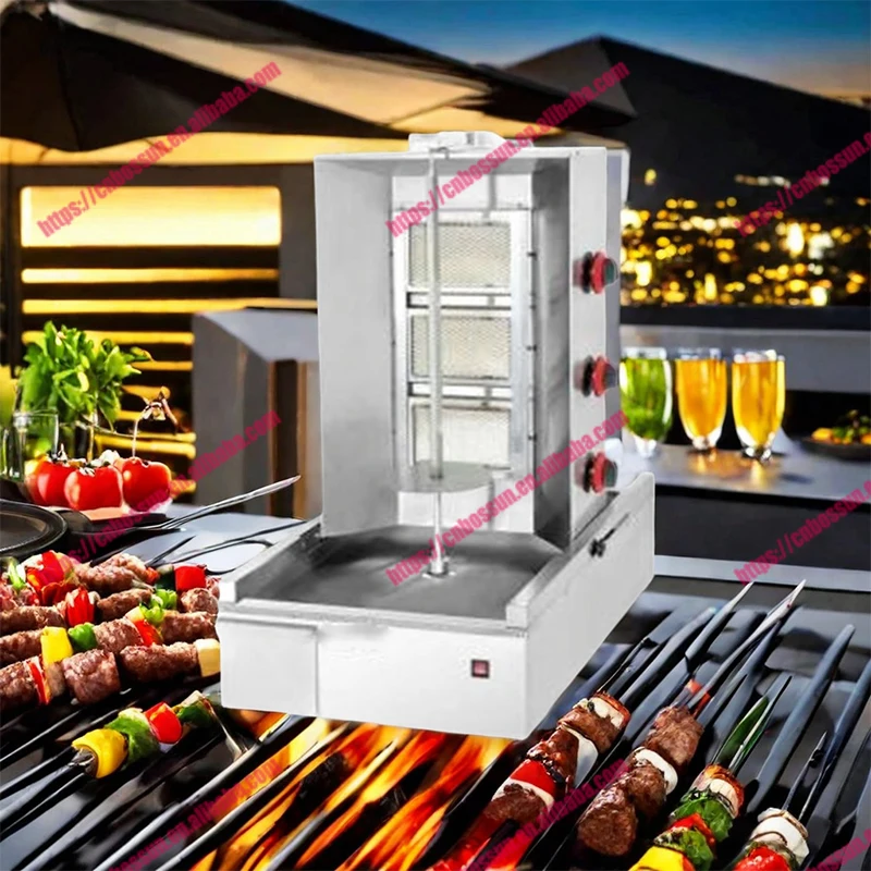 50' Industrial LPG Gas Shawarma Machine Robot Rotating Adjustable Production Line Doner Kebab Shawarma Wholesale Price In Qatar