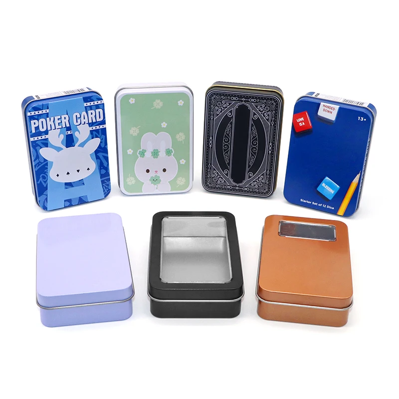 Metal Rectangular Empty Tins Case Silver Portable Small Storage Kit  customTins Box With Window
