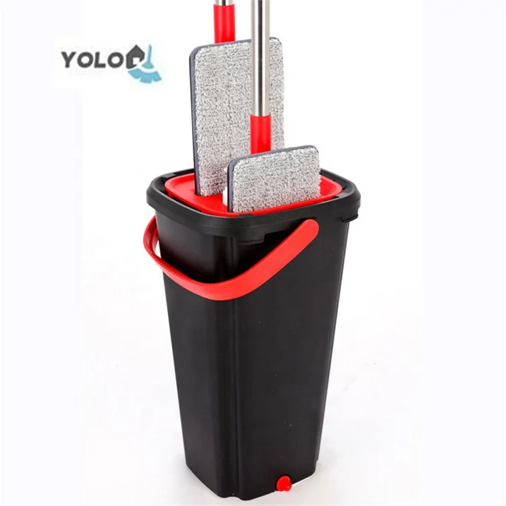 New Fashion Hand Free Flat Squeeze Mop and Bucket Microfiber Scratch Squeeze Floor Mop for Home Cleaning