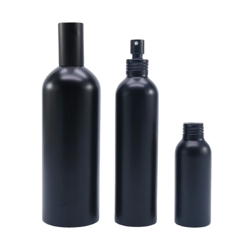 Matte Black Aluminum Spray Bottle 100ml 250ml 300ml Essential Oil with Treatment Pump