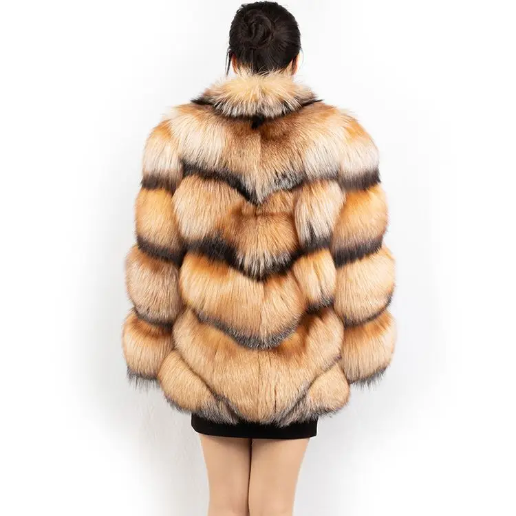 New Fashion fur coat istanbul Real Fox Fur 75cm Coat Winter Warm Outwear For Woman