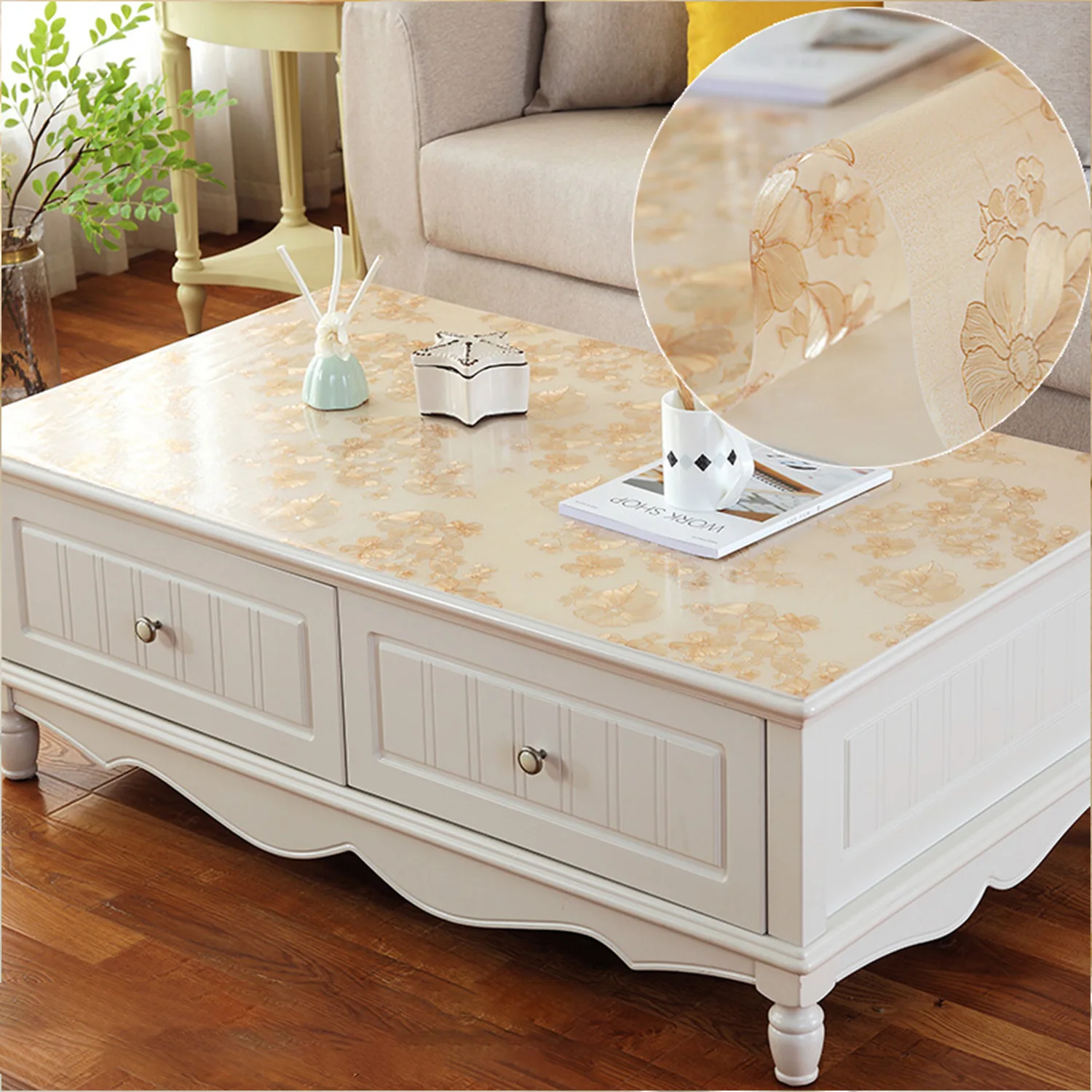 Custom PVC Printed Plastic Round Oil Resistant Waterproof Wedding Tablecloth Roll Home