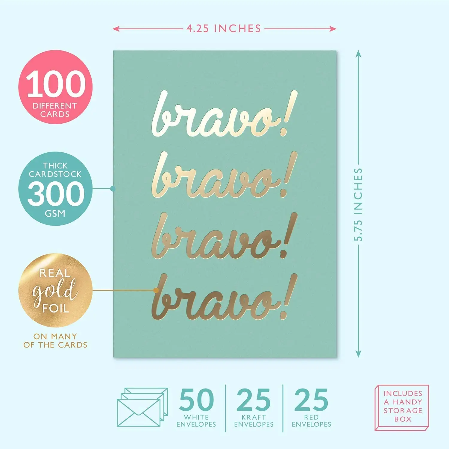 100 Assorted All Occasion Luxury Greeting Cards with Box Set Organizer Blank Card with Envelopes Custom