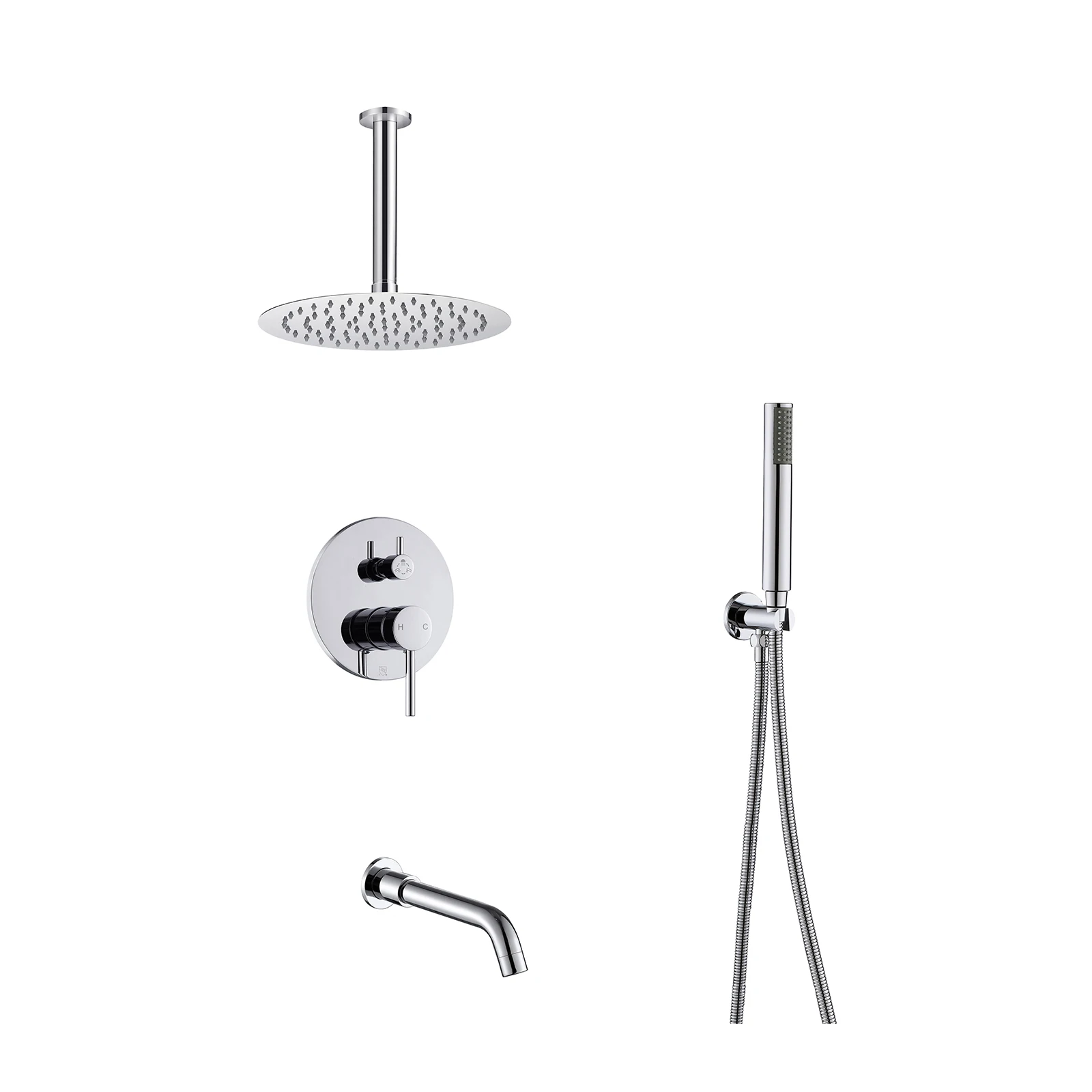 Chrome Shower System 8 Inches Brass Bathroom Luxury Rain Mixer Shower Set Wall Mounted Rainfall Shower Head System
