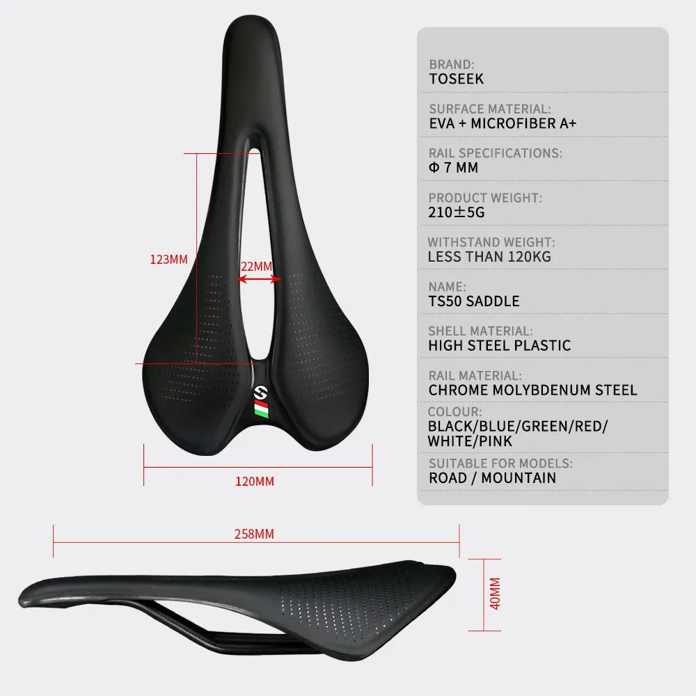 Toseek Plastic/Pvc Mountain Bike Seat Black/Green/White/Red Suspension EVA Comfort Saddle Leather Bicycle Road Bike Saddle  Mtb