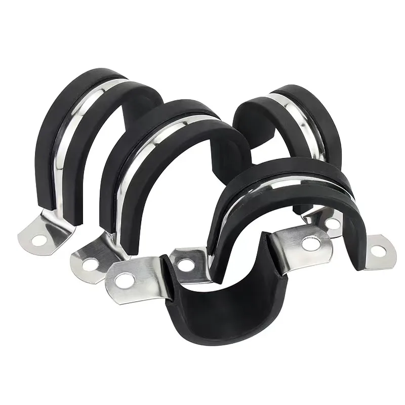 15mm wide galvanized iron/stainless steel with rubber lining EPDM P-type pipe clamp cable clamp