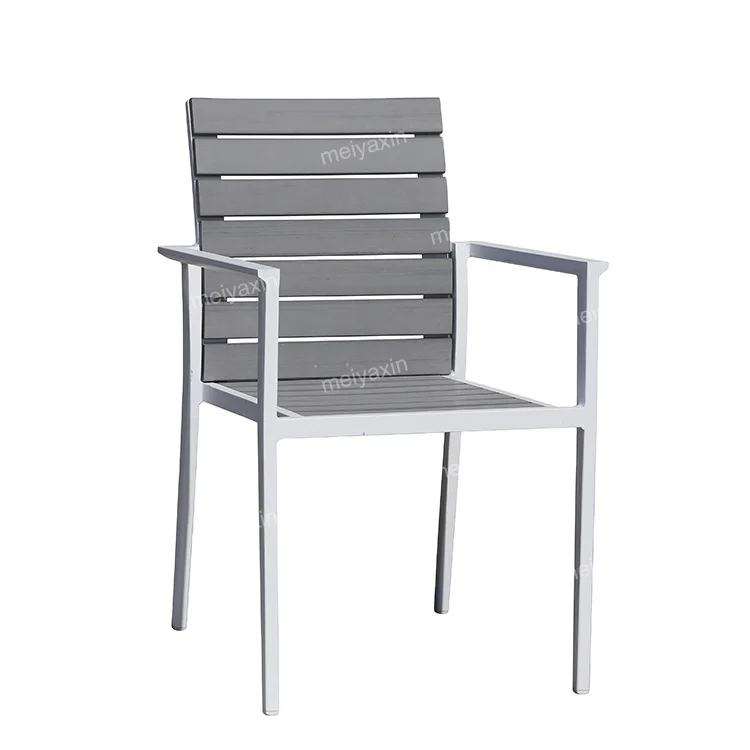 Modern Nordic Style Luxury outdoor waterproof aluminum garden dining armchair and table set for poolside courtyard Villa