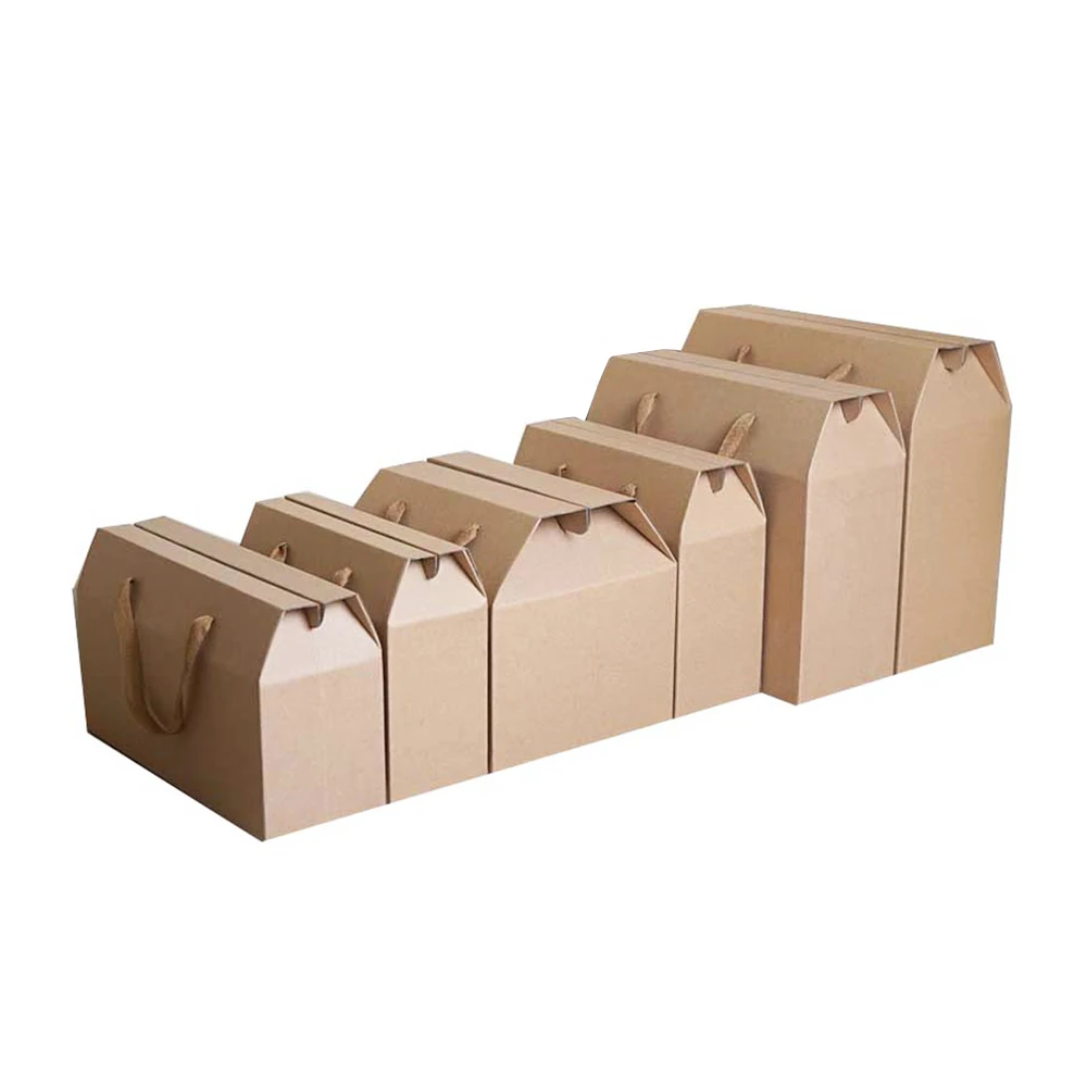 Kraft corrugated paper box packaging candle quail eggs food snack banana fruit specialty gift carton with rope handle