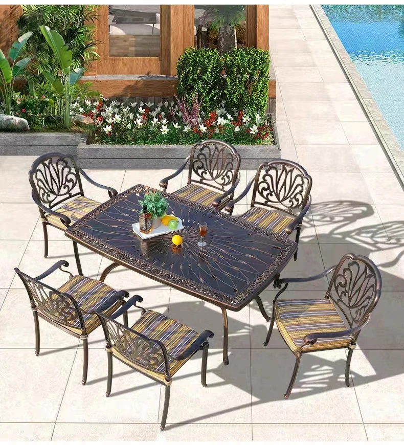 Patio Cast Iron Furniture Garden Dining Set Wrought Iron Table and Chairs