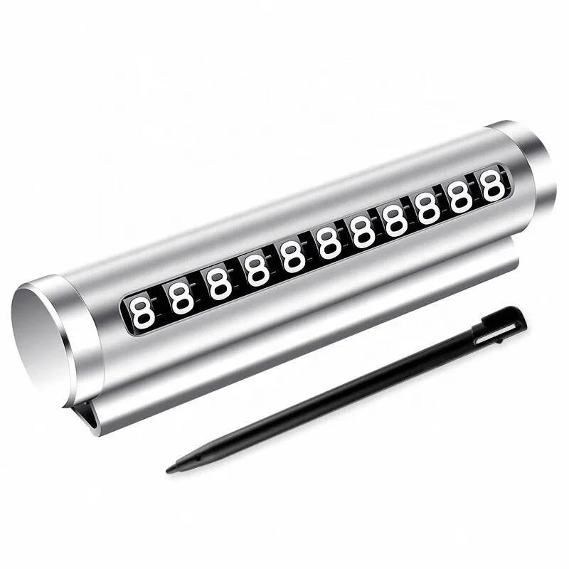 Jiesen Wholesale Aluminum Alloy  Moving Car Temporary Parking Metal Mobile Phone Number Card Plate