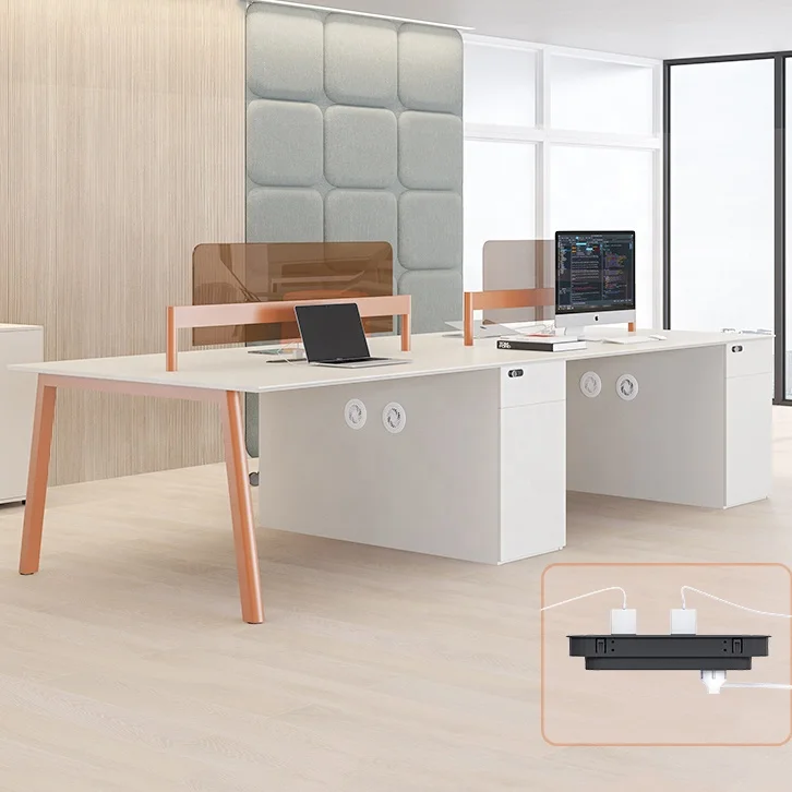 European Modern White Office Furniture Desk Table 2 4 6 Person Work Station Office Workstation Furniture