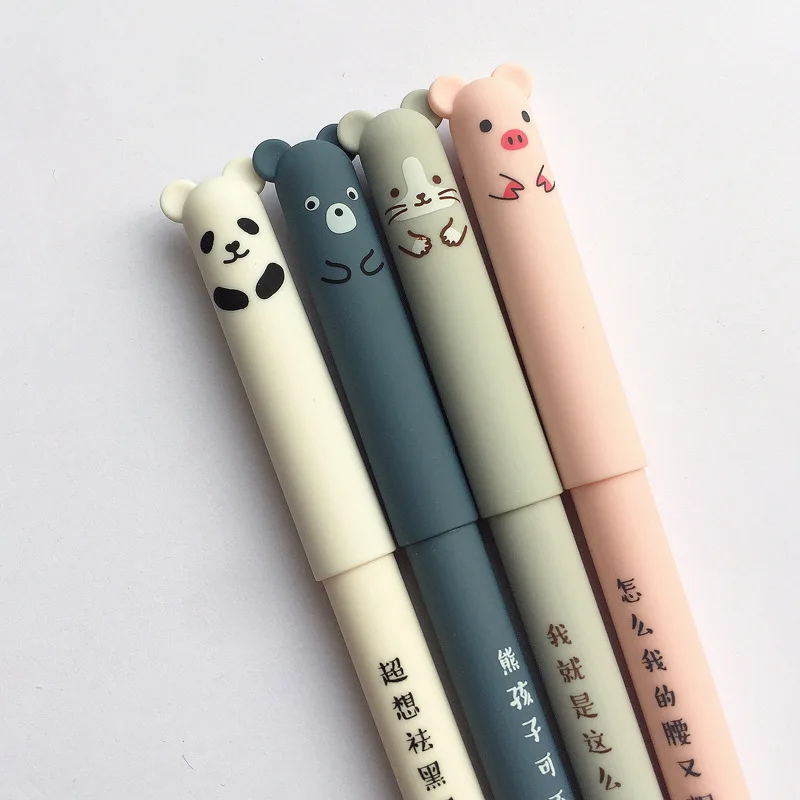 Kawaii Pig Bear Mouse Erasable Gel Pen School Office Supplies Stationery Gift 0.35mm Blue Black Ink