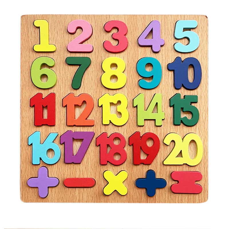 Educational Toys Wooden Puzzles Wood Montessori Learning Board Large Alphabet ABC Upper Case Letter and Number for Boys Girls
