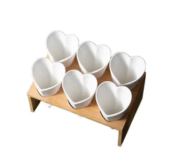 Ready To Ship Heart Stone Porcelain fry French Fries Cup Holder Hotel Serving Popcorn Ceramic bowl set