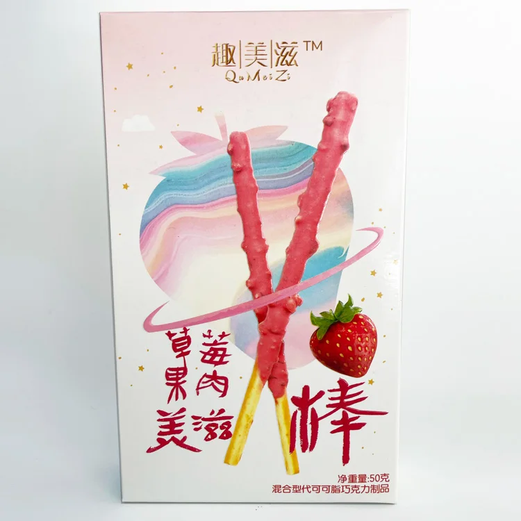 Snack for Kids & Adults | 50g | 12 Boxes | 4Display,   OEM/ ODM CRUNCHY FRUITS CREAM COVERED CHOCOLATE BISCUIT STICKS 4 FLAVORS