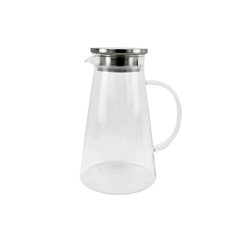 High borosilicate Glass Water Pitcher with stainless steel Lid Beverage Glass Carafe for Juice Lemon Water Iced Tea Glass jug