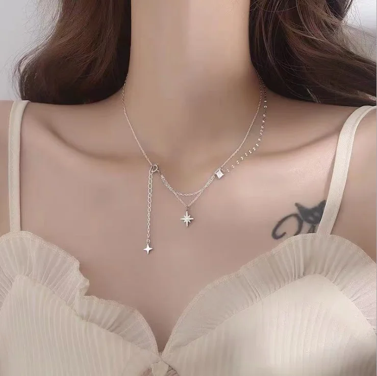 New Star Necklace female summer design feeling versatile personality light luxury minority a multi band clavicle chain