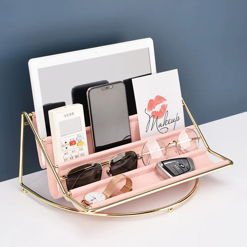 Nordic living room decorations key remote holder stand leather desk organizer