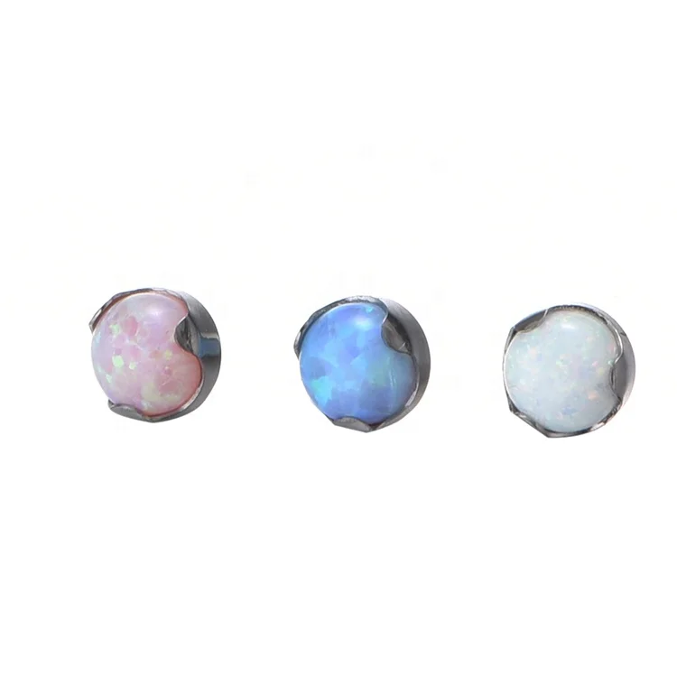 ASTM F136 Titanium Internally Threaded Opal Tops Micro Dermal Anchor Piercing Titanium Body Jewelry