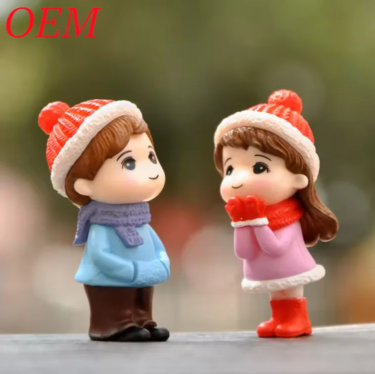 Winter Lover Couple 3D Doll Action Figure for Girl Boy Gift Miniature Pvc Craft Ornament Figurines Cake Car Desktop Decor