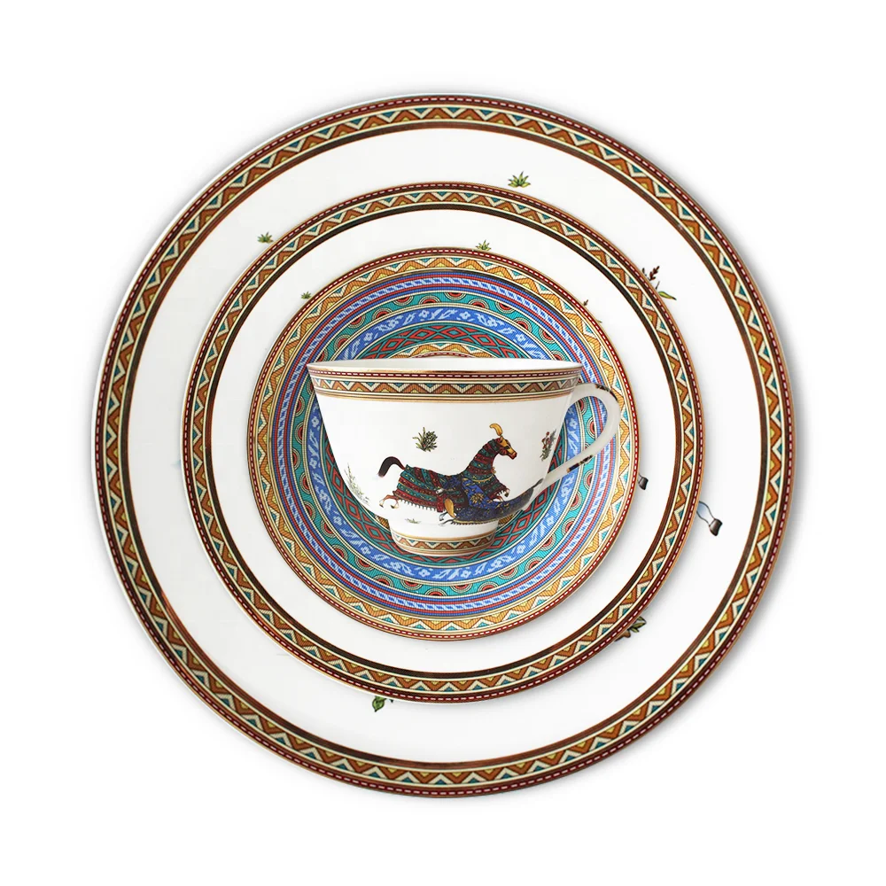Pretty Horse ceramic dinnerware wholesale wedding plates porcelain plate