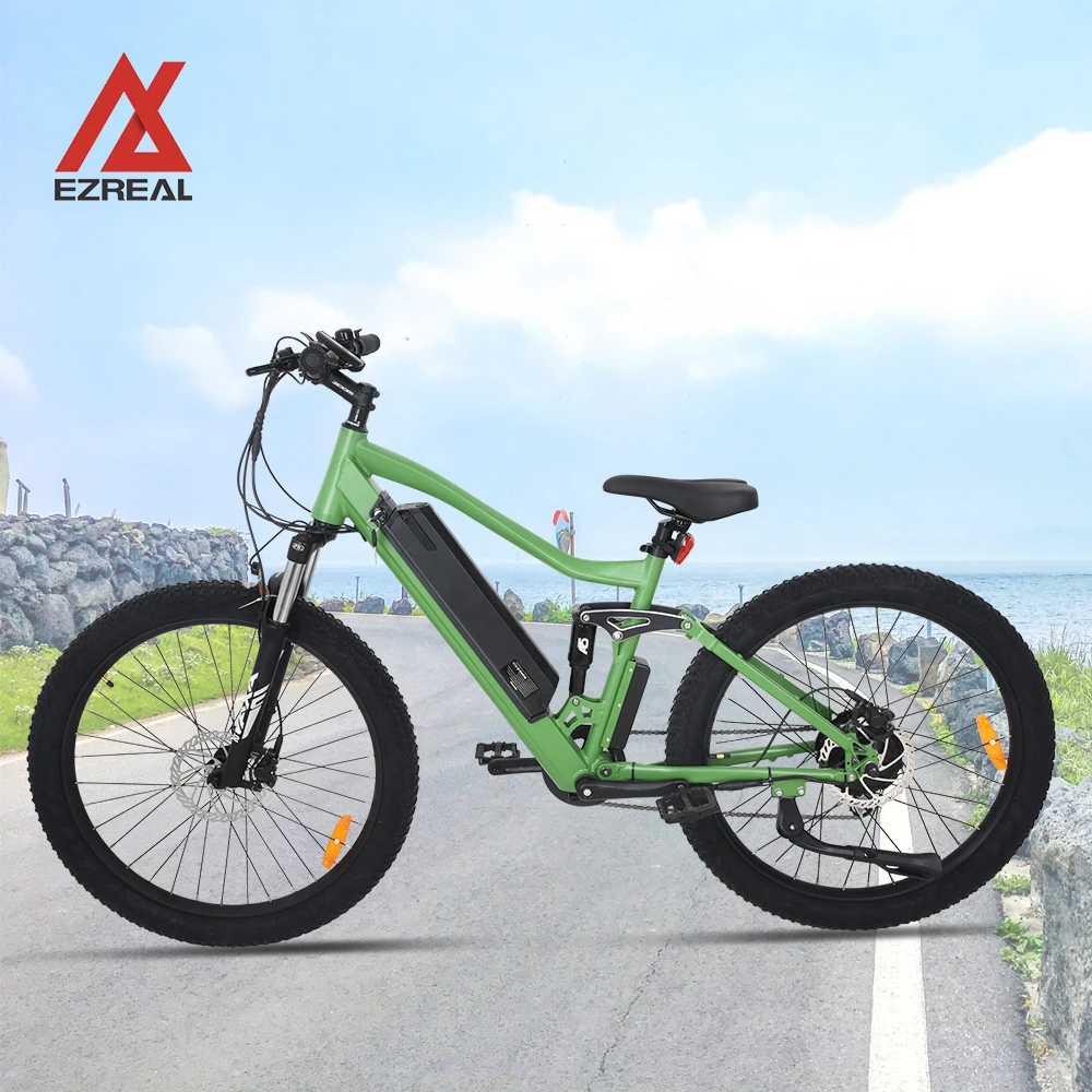 EZREAL 2022 New Model 750W Pedal Assist Electric Bike Full Suspension Mountain Bicycle for Sale