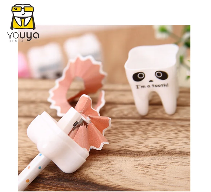 Funny Cartoon Tooth Shaped Pencil Sharpener, Plastic Pencil Sharpener For Dental Gift