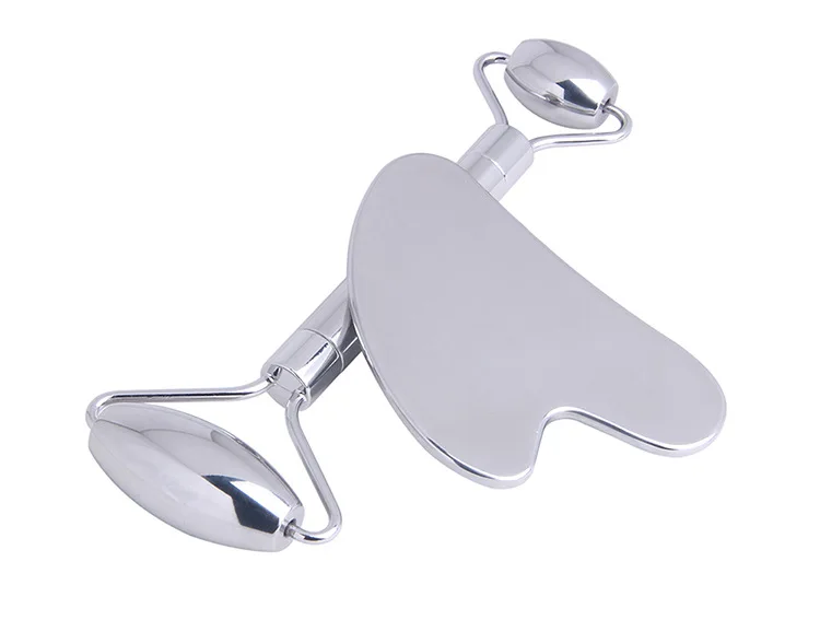 
Wholesale Low MOQ Face massage roller stainless steel guasha silver gua sha and roller 