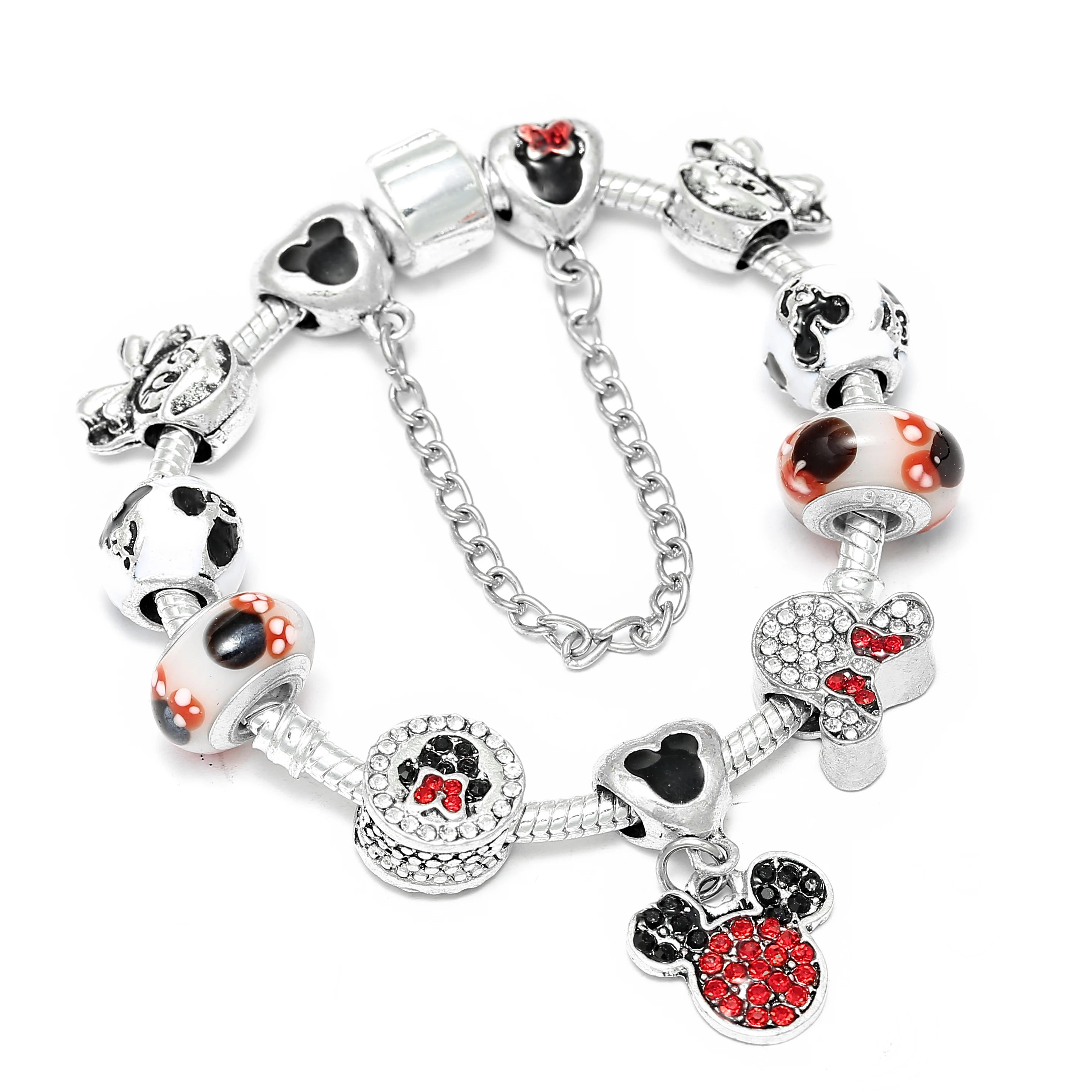 2021 New Arrival Crystal Rhinestone Large Hole Beads Flower Pendant Bracelet Clear Crystal Beads Heart Tower DIY Charm Bracelet