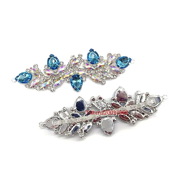 Shoes dress decorative applique gold base AB crystals unique designs sparkling sewing rhinestone appliques For Women Dressing