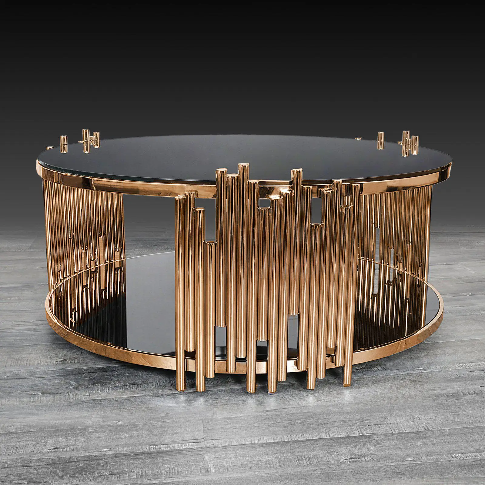 Hot Foshan Furniture Stainless Steel Table Basse Square Black Glass Coffee Table Modern Living Room Centre Tables in Gold Metal
