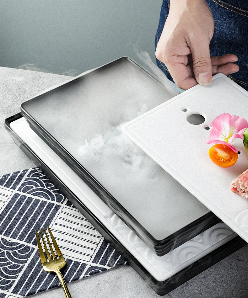 Hot Selling Melamine Sashimi Dry Ice Plate Wholesale Multiple Shape Salmon Sushi Plate