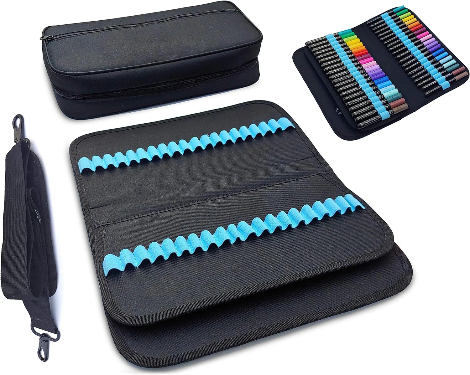 Art Marker Carrying Case Lipstick Organizer 120 Slots Zippered Markers Storage for Prismacolor Touch Spectrum Noir Paint Sharpie