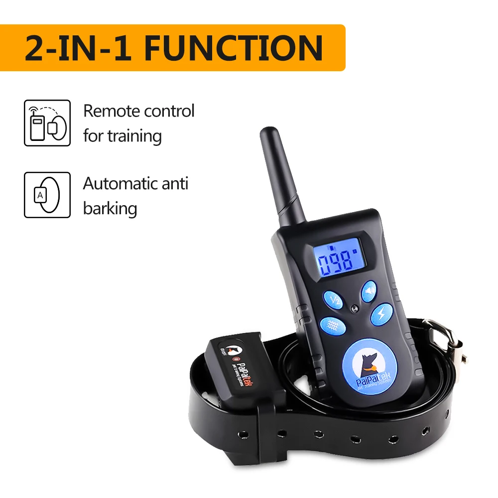 Amazon Top Seller Dog training collar 2-IN-1 Pet Beep Shock Vibration electric shocker dog collar rechargeable Waterproof