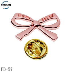 Custom butterfly shape clothing label pins maker rose gold decoration embossed logo badge for women coat