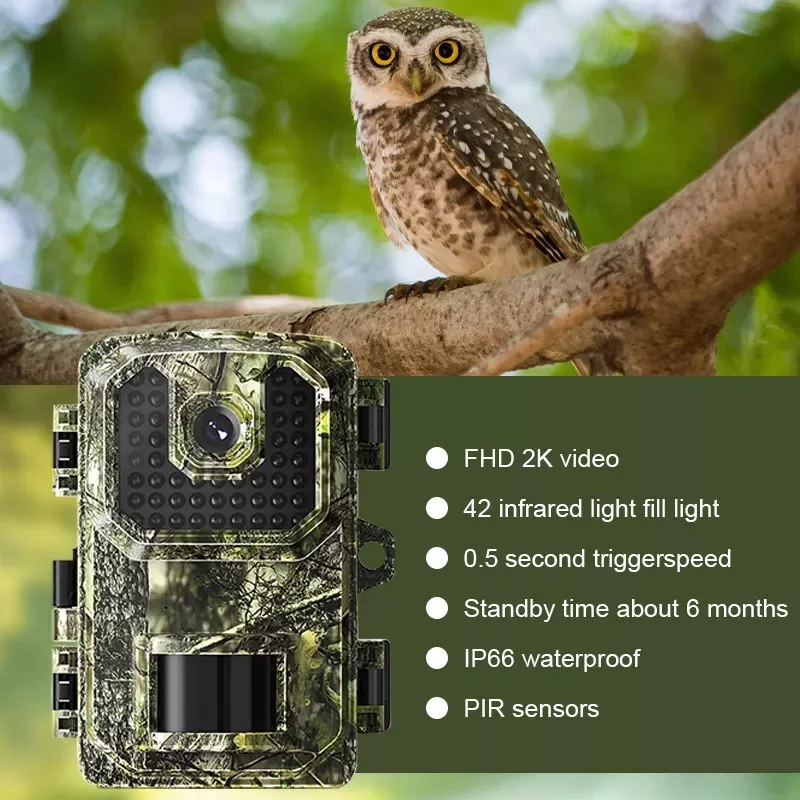 Outdoor security 2K FHD PIR Night vision hunting Cameras with 42 lights IP66 Waterproof wildlife trail cam