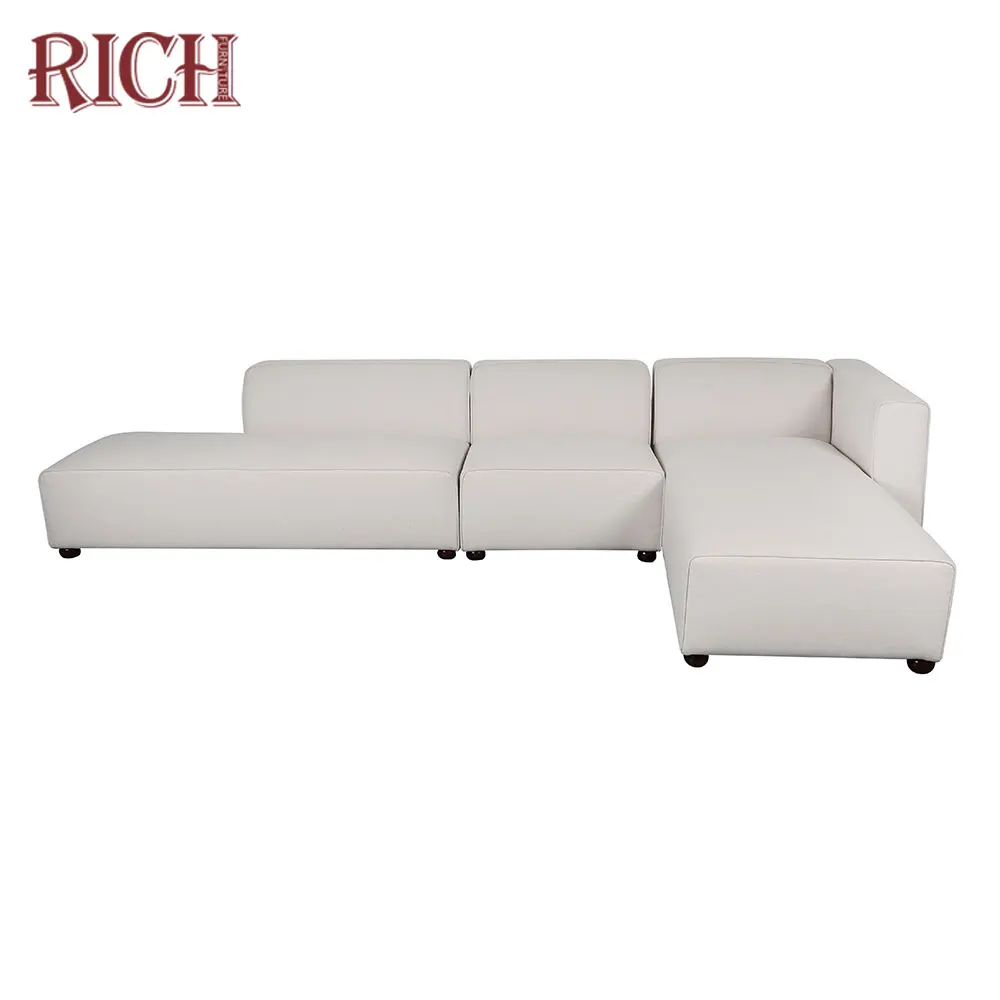 European living room settee modular sofa big luxury sectional couch white fabric I shaped large sectional corner couch sofa