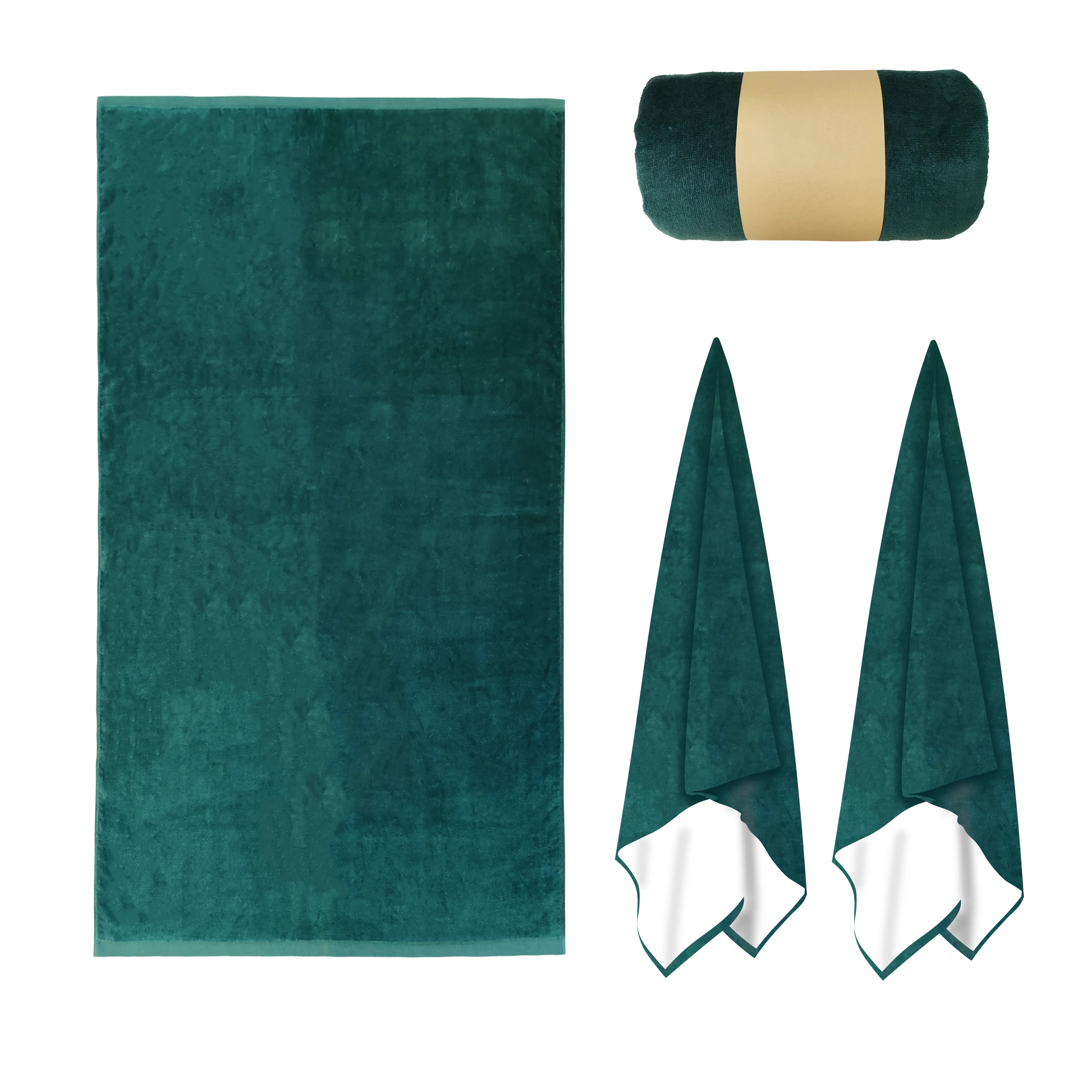 Custom printed 100% cotton velour beach towel lightweighted large travel beach towel