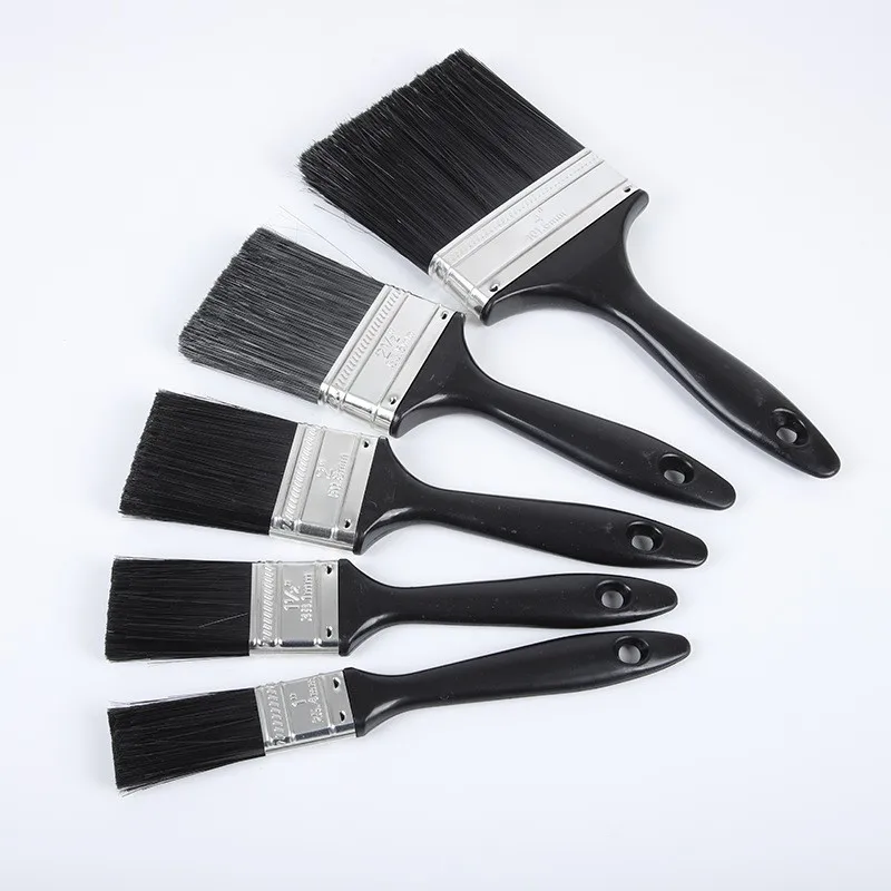 Manufacturers wholesale good quality natural nylon hair oil painting brushes black flat paint brush