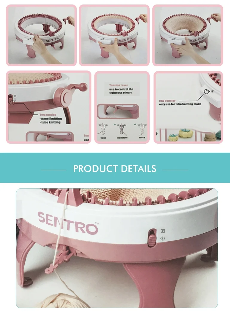 Lite High Quality Kids Toy Circular 40 Needles Knitting Machine Star Cylinder Wool Weaver (40 stitches) for Children