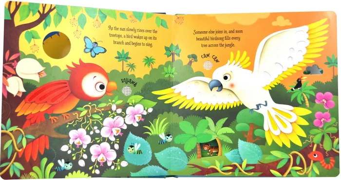 Usborne Jungle Sounds детская книга для просвещения восприятия когнитивного прикосновения и