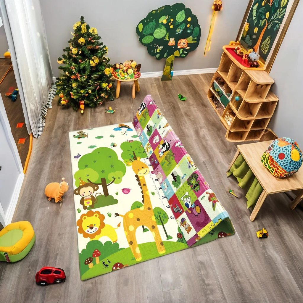 Premium XPE Foam Play Mat Soft Waterproof Educational Crawling Floor Carpet for Home Use Picnics Featuring Fun Cartoon Pattern