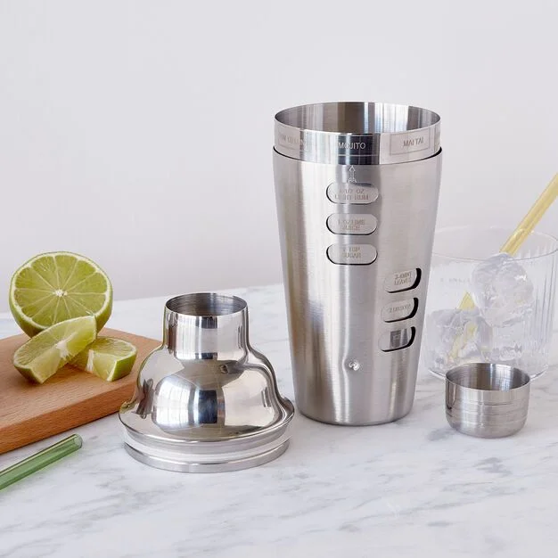 Creation Factory Direct Bartender Kit Bar Tools Set 25oz Recipe Double Wall Shiny Stainless Steel Cocktail Shakers