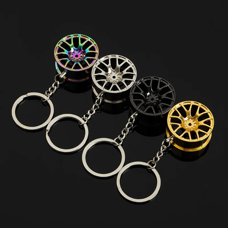 Auto Keychain Wholesale Car Wheel Hub Shape Custom Metal Zinc Alloy Customized Football Keychain Promotional Gifts Die Casting