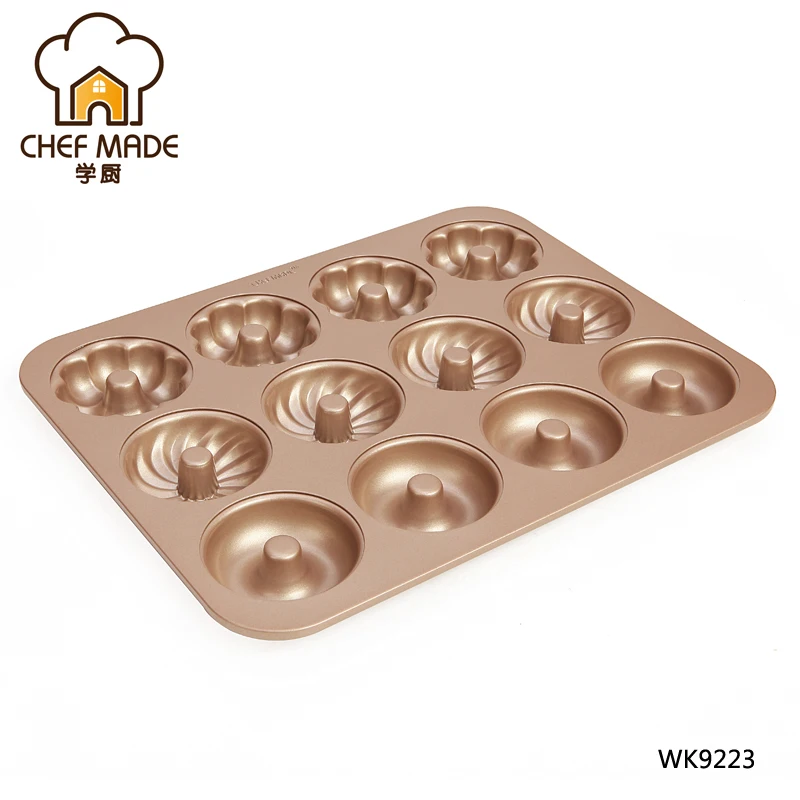 
CARBON STEEL CHAMPAGNE 12 CUP NON-STICK DONUT PAN BAKING PAN 