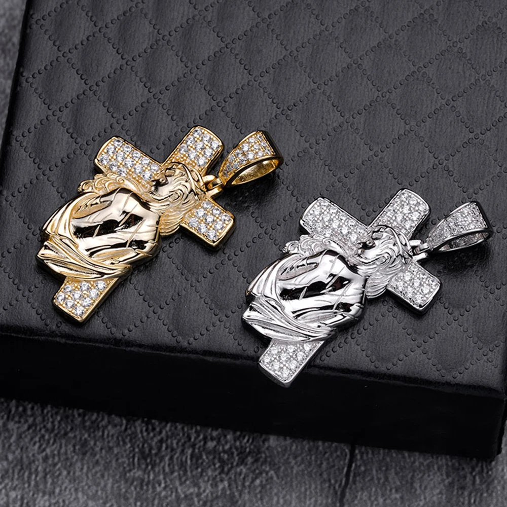 Iced Out 14kt 18k Gold Plated Silver Popular Cross Jesus Religious Pendants
