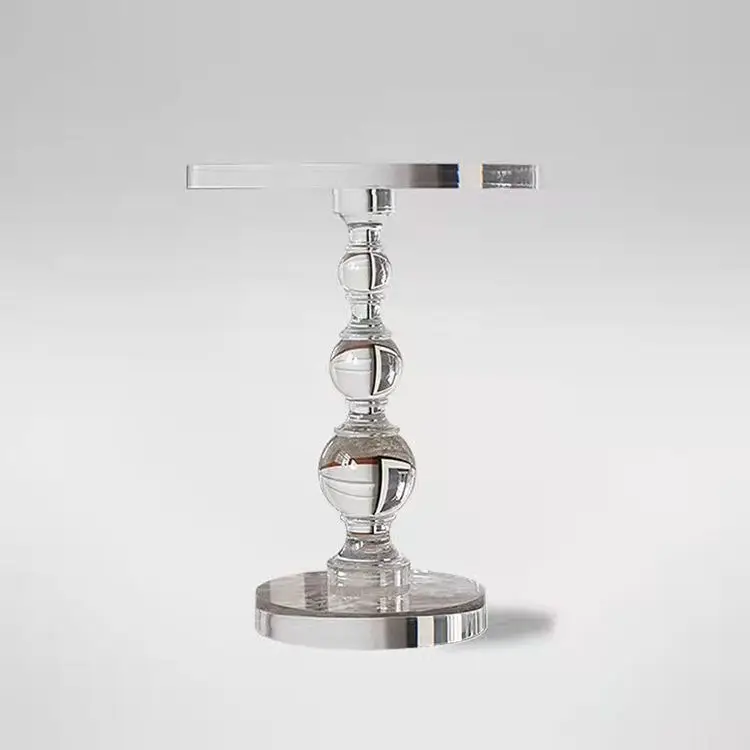 Full Clear Acrylic Coffee Table Classic Round Carved Plexiglass Side Table Traditional Acrylic Furniture