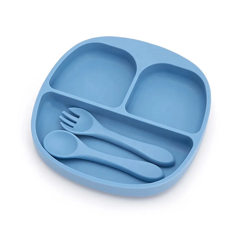 Amazon Top Selling Platos Divided Unbreakable Silicone Plate Baby Suction Dishwasher Safe Plate
