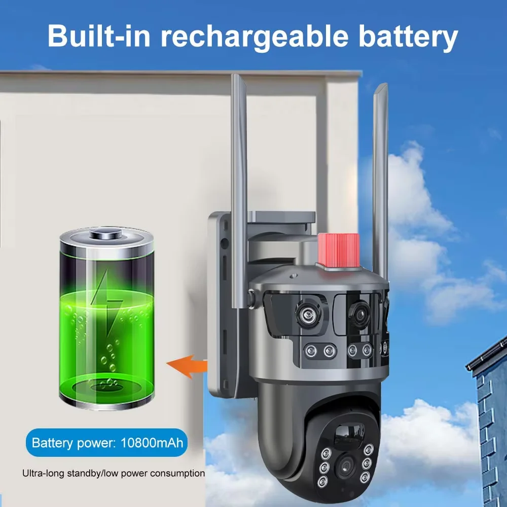 Hot HD 6MP WIFI 4G Solar Camera Color Night Vision Motion Detection 4G Sim Card Dual Lens Solar Cctv Camera