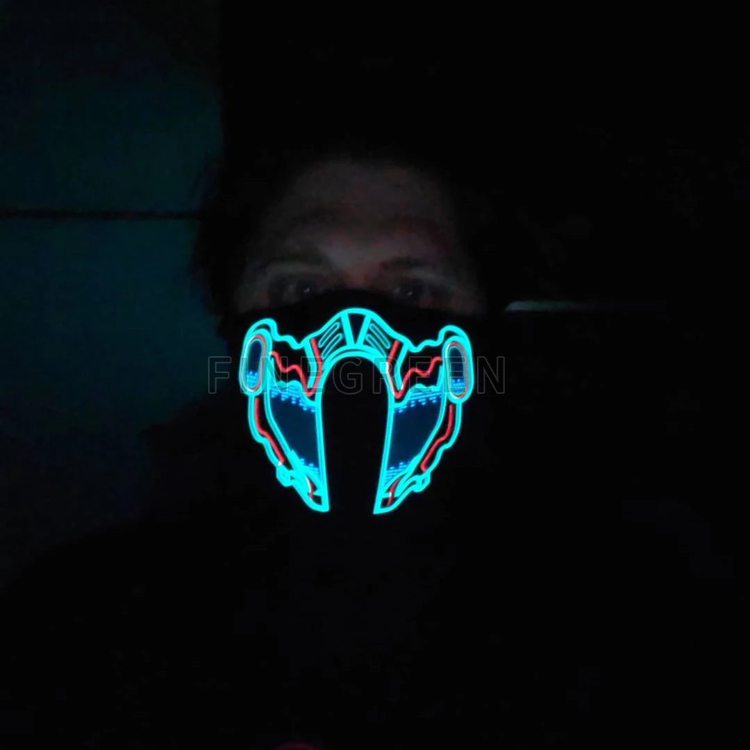 Halloween Mask Music LED Light Up carnival Mask Sound Activation Flashing Luminous Cool Party Mask